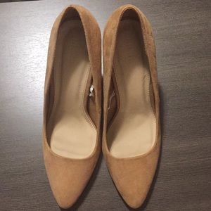 Camel colored fake suede size 7 high heels